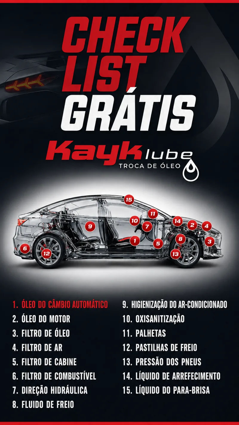 Checklist grátis dos 15 itens verificados na revisão completa Kayk Lube